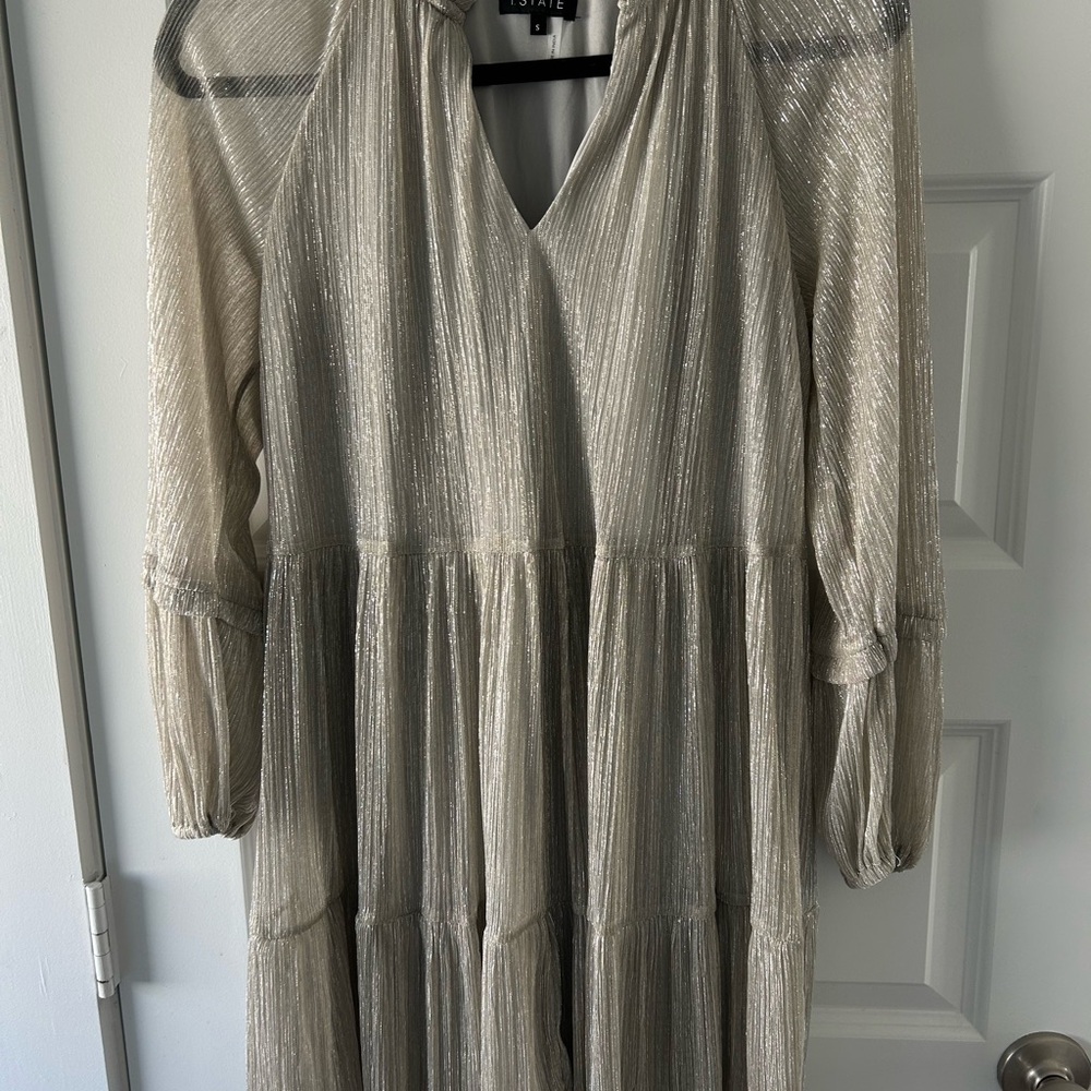 1. State Champagne Metallic Dress